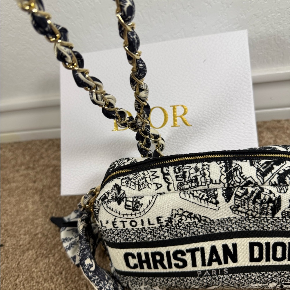 Dior Black & Cream Christian Dior Toile Cosmetic Crossbody Bag - Picture 4 of 6